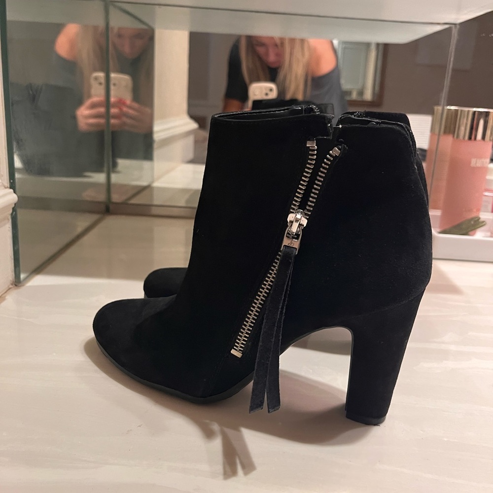 Black tassel booties